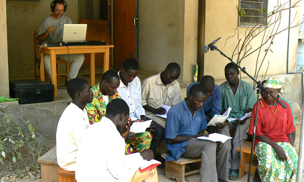 A group of people recording Scripture in their language